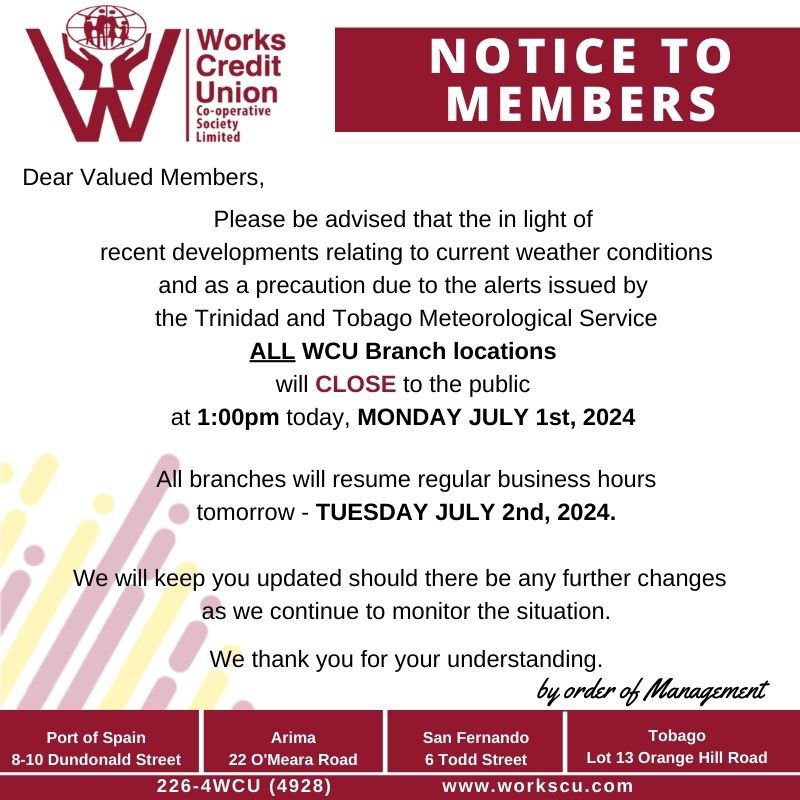 Notice of Early Office Closure - Trinidad Branches - July 1, 2024.jpg